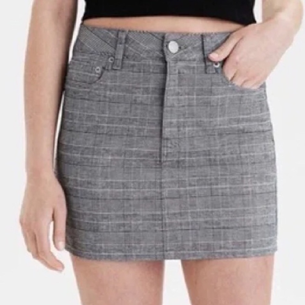 American Eagle Women 6 Gray Plaid Academia Super Stretch Hi-Rise Mini Skirt NWT